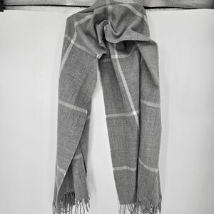 J.Crew large plaid grey white scarf womens mens cozy soft